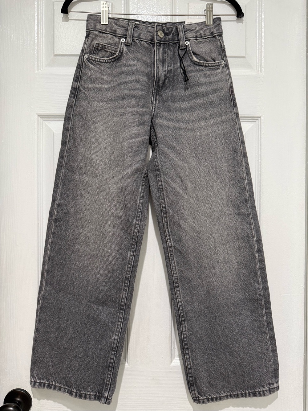 Zara Kids Washed Grey Relaxed Wide-Leg Jeans